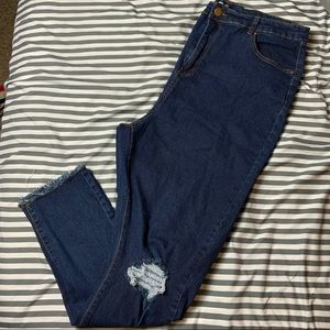 Plus Size High Waisted Dark Skinny Jeans